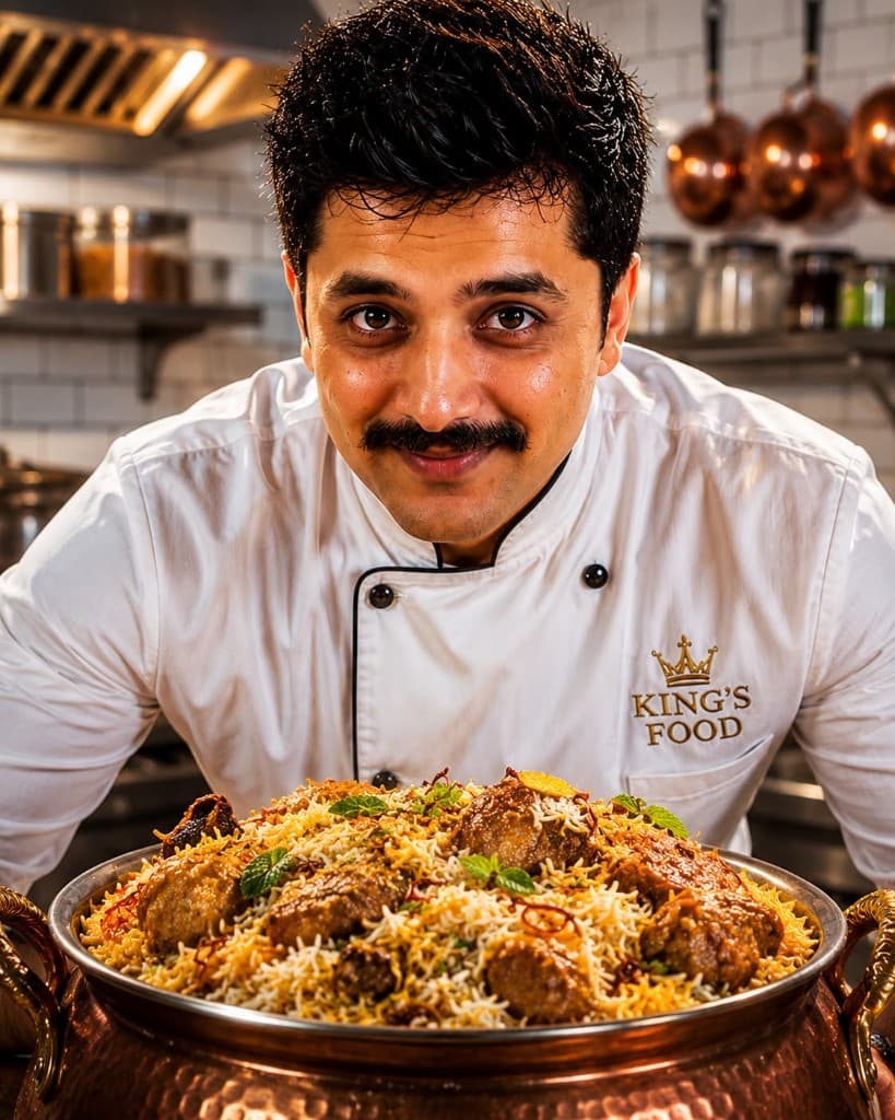 Chef presenting King's Food biryani